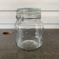 Hinged Lid Clamp Airtight Sealed Jar Food Storage Canister Glass 32 OZ