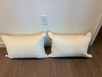 Set of 2 Cream Textured Throw Pillows