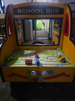 Kids Wooden School Bus Activity Play Bus