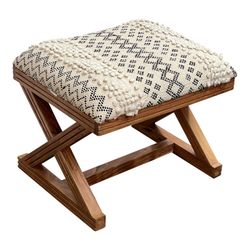 Boho Chic Cross Base Ottoman + Stool