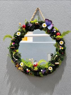 Handcrafted Whimiscal Moss Mirror