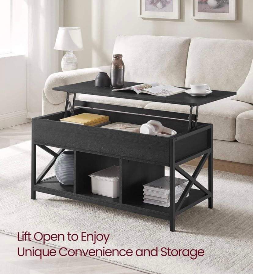 Lift Top Coffee Table, Lift Coffee Table with Storage Shelf, Hidden Compartments and Lifting Top
