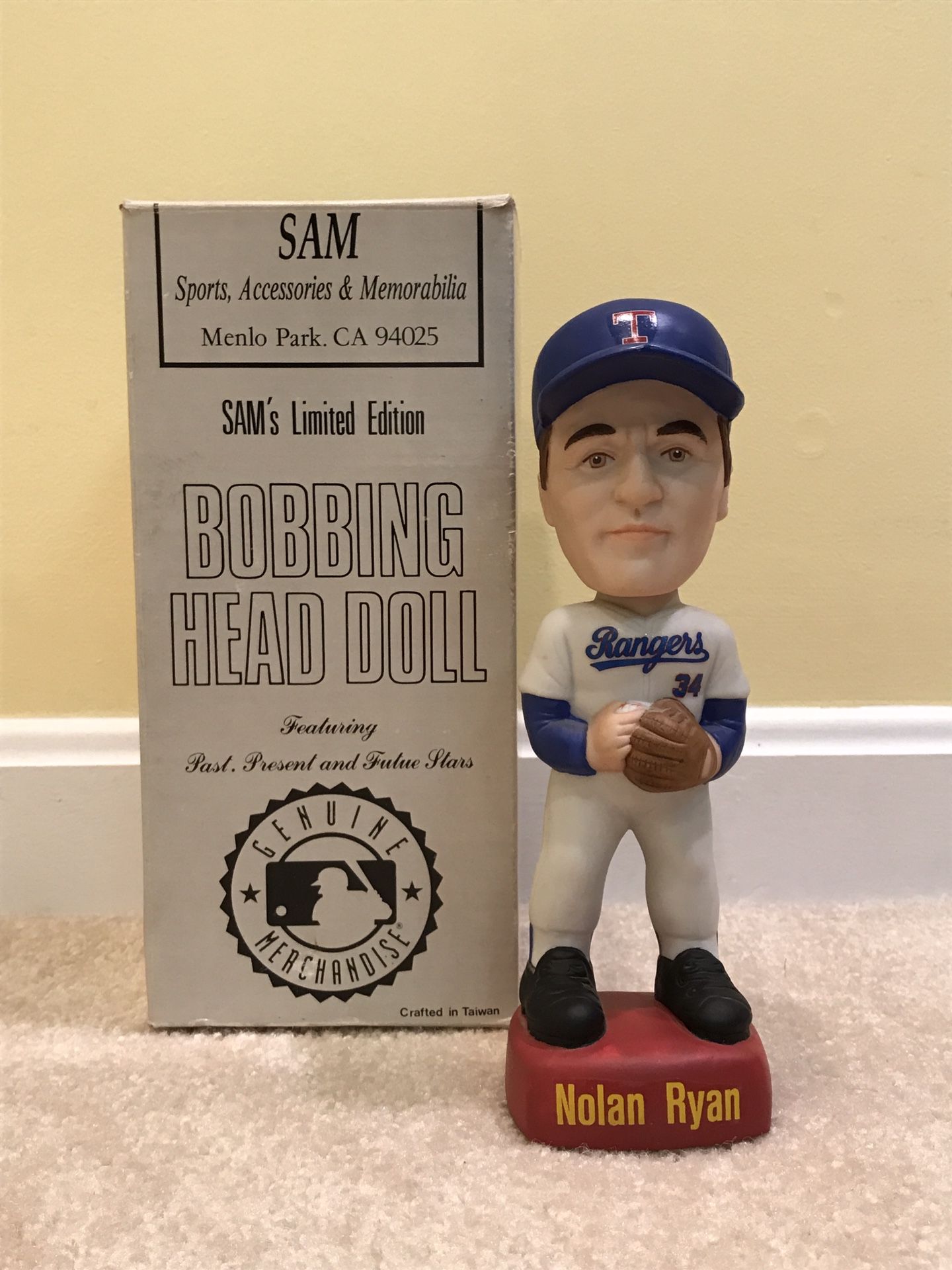 1992 Sam’s Bobbin Bobble Head Nolan Ryan Texas Rangers Limited Edition