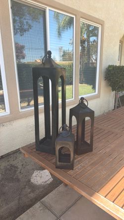 Pottery Barn Black Metal Lanterns