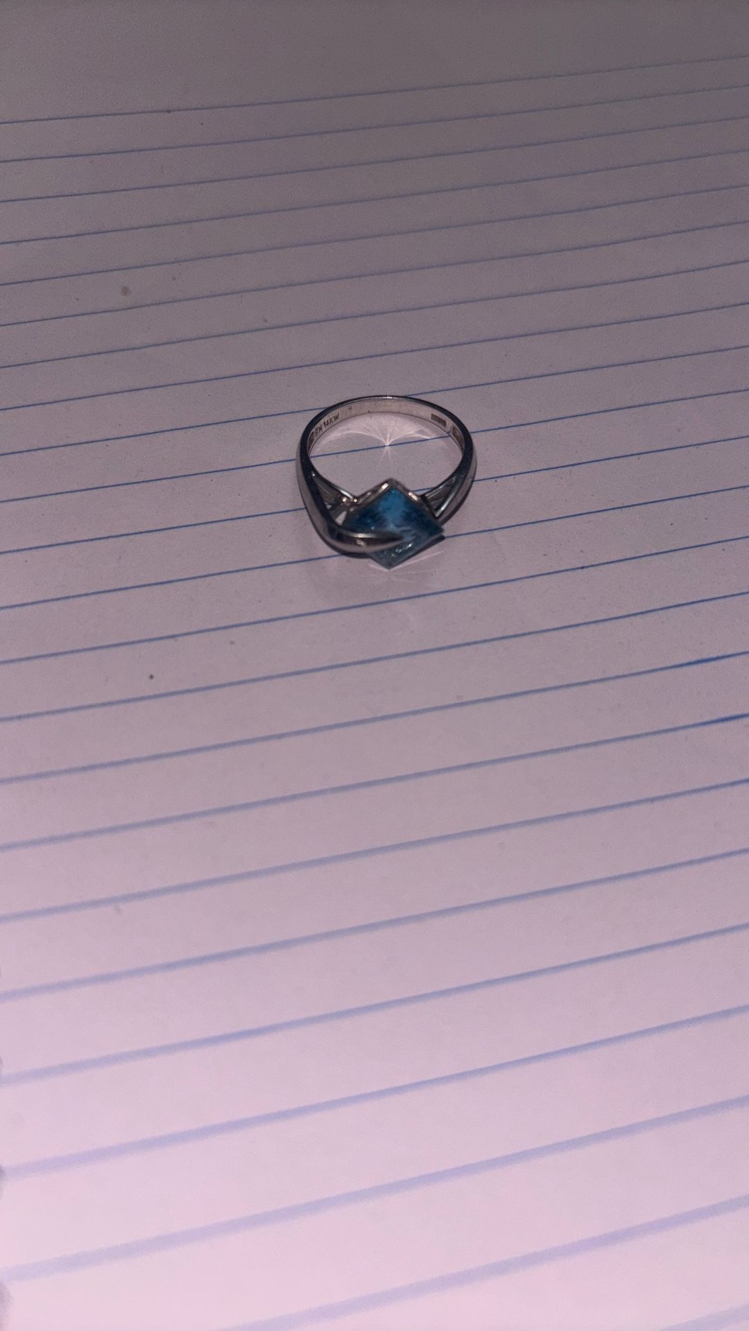 8x8mm Princess Natural Topaz Ring 14K Solid White Gold