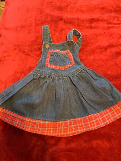 Kulua kids denim and flannel trim toddler dress size 4T