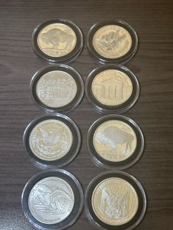Lot of 8 1oz pure silver coins