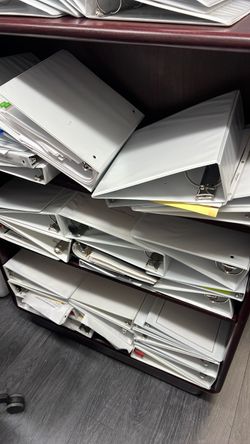 Lot of White 3-Ring Binders with Documents