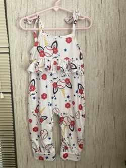 Unicorn Baseball Patriotic Toddler Romper