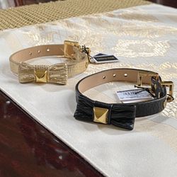 Juicy Couture Leather Bow Bracelet  (Black or Gold) 
