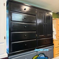 Black Pinewood Wardrobe Clóset Dresser New Chest 