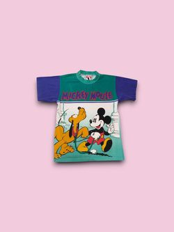 Vintage 80’s Disney Color Block Mickey Mouse Pluto T-Shirt Men’s Small / Medium