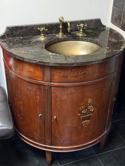 Ethan Allen Demilune Vanity Cabinet 