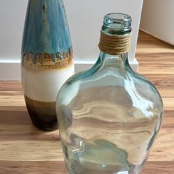 Blown Glass Vase & Ceramic Art Vase Decor