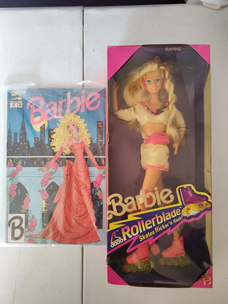 Barbie Rollerblade 2214 Doll 1991 Skates Flicker’n Flash Vintage W/ Comic
