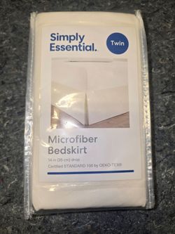 Simply Essential Twin Microfiber Bedskirt Ivory – 14 in Drop