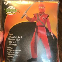 Halloween Costume-Red Ninja Large (10-12)
