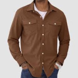 Men’s Corduroy Brown Lined Jacket Shirt Size 2XL