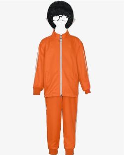 XL! new! Qosivfey Kids 2-piece Sports Suit Hoodie Sportswear with Wig Glasses