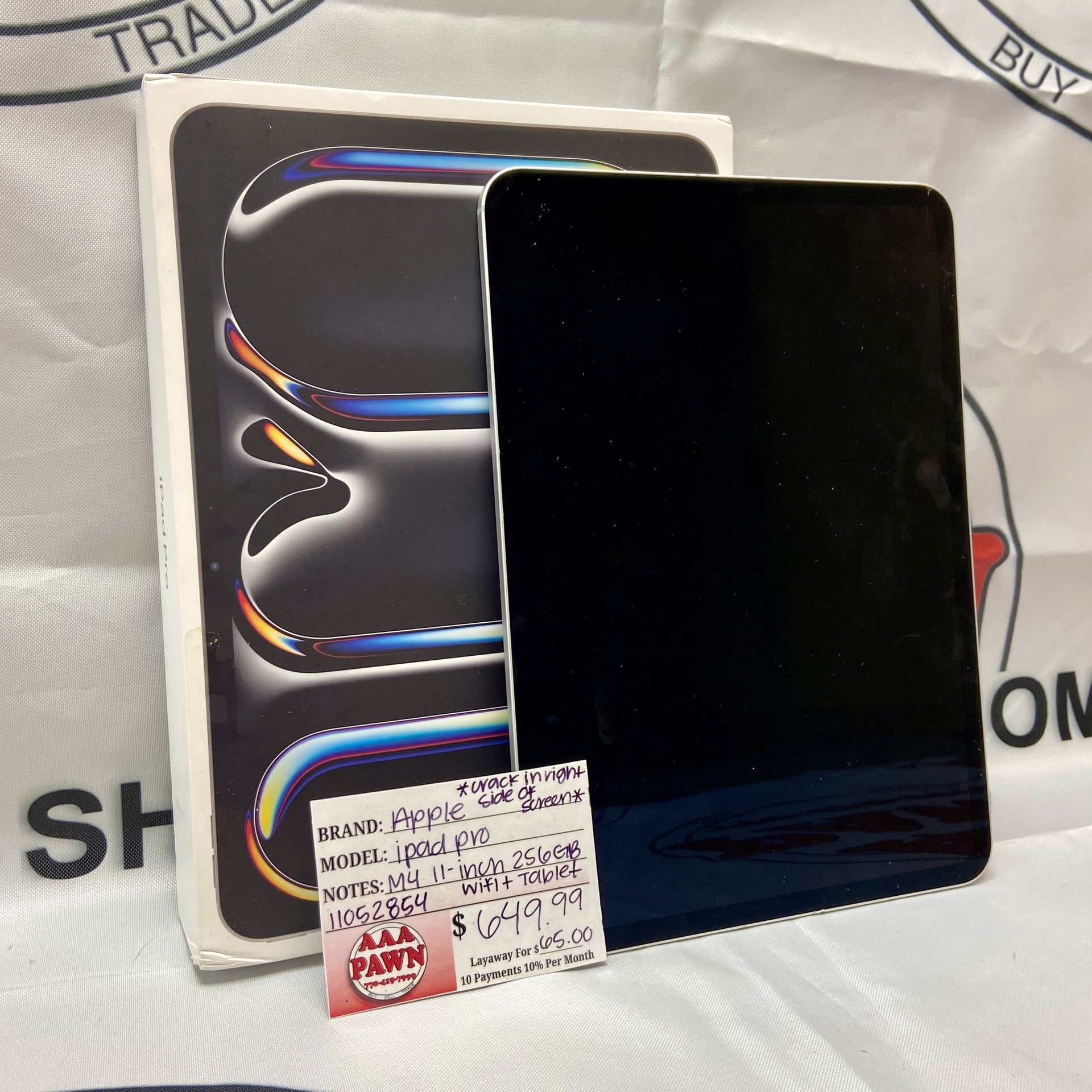 Apple iPad Pro M4 11-Inch A2837 Tablet Wi-Fi + Cellular 256GB Mvw23ll/A Crack On Edge 11052854