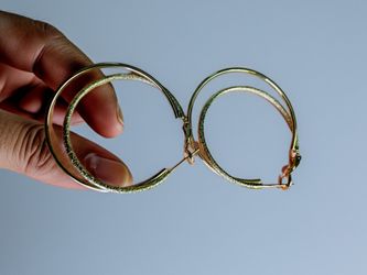 New Gold Glitter Hoop Earrings