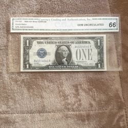 1928 1$ Bill Graded Gem Uncirculated 66