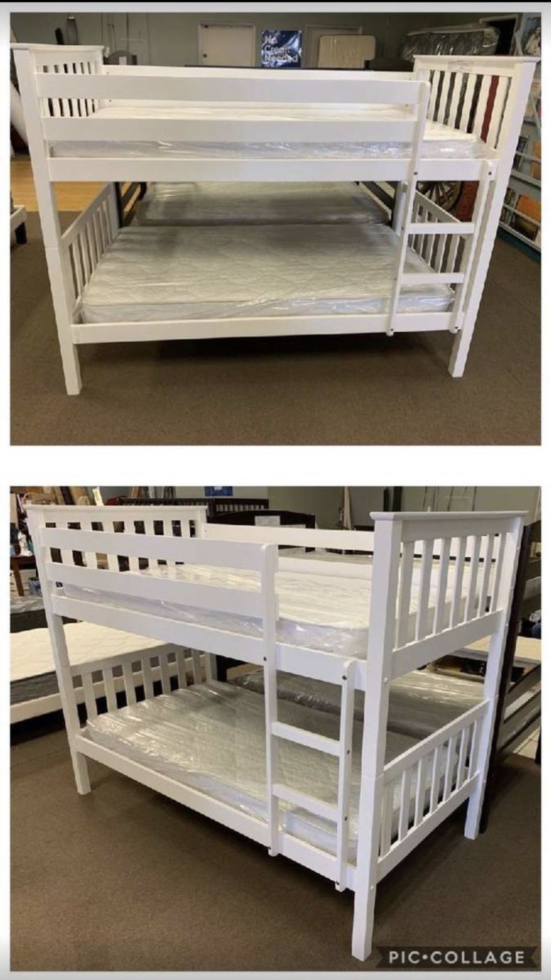 Twin size bunk bed frame with Mattresses included