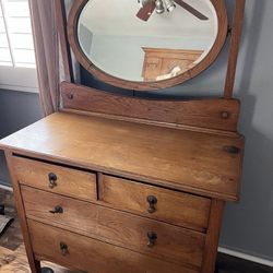 Antique Beveled Mirrored Dresser
