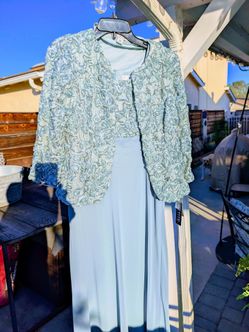 Light Blue Formal Dress with Rosette Jacket