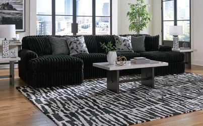 MIDNIGHT-MADNESS ONYX 3 PIECE DOUBLE CHAISE SECTIONAL 🌷🌷 $49 down payment 🌷