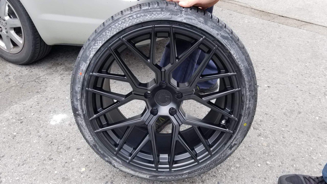20" blk new rims tires set 5x114.3