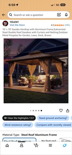 New Metal Gazebo 10’x10’ Brown