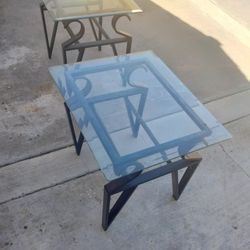 Two Small Glass Tables