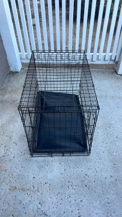 Black Pet Folding Cage Kennel with Tray LC 48-Inch