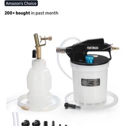 FOUR UNCLES 2L Brake Bleeder Vacuum Pump Kit - Pneumatic Brake Fluid Extractor with 1L Refilling Bottle & Adapters for Automotive Bleeding, One-Person