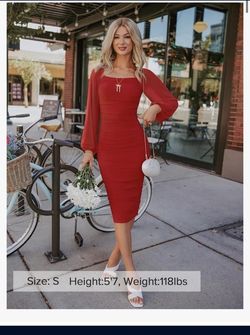ZESICA Women's Sexy Ruched Midi Dress, Long Sleeve, Square Neck, Open Back, Cocktail, Party, Wedding