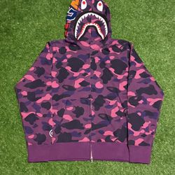 Purple Bape Zip Up Hoodie