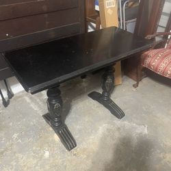 Antique Gothic Renaissance Revival Black Library Sofa Table (43" x 20")