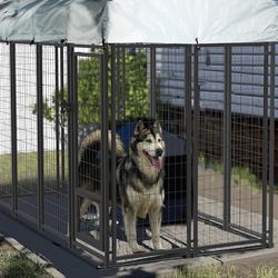   8x4x6 FT Outdoor Dog Kennel for Large Dogs, Heavy Duty