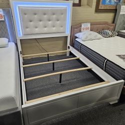 Brand New White LED Full Size Bedframe