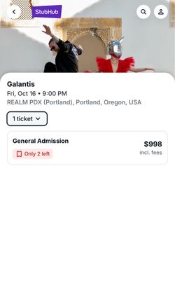One GA ticket to Galantis