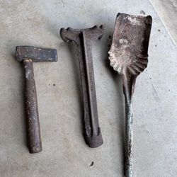 Antique Tools Fire Place Shovel Scoop Axe Vintage Car Jack 