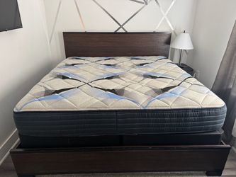King Size Bed Frame + Pillow Top Memory Foam Mattress