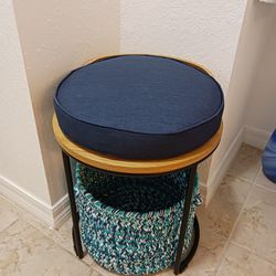 Stool With Cushion and Basket