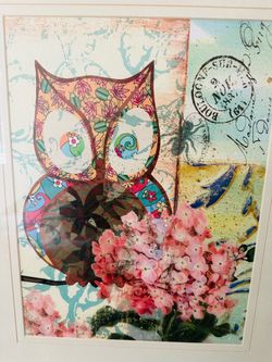 Owl pictures & whimsical Love canvas picture