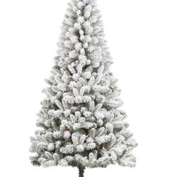 Artificial Christmas Tree with Lights & Flocking + Storage Bag