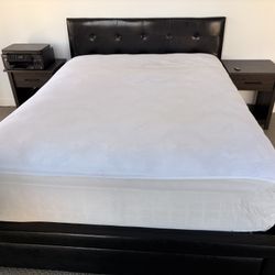 Queen Bed Frame,Mattress ,Side Tables And Dresser 
