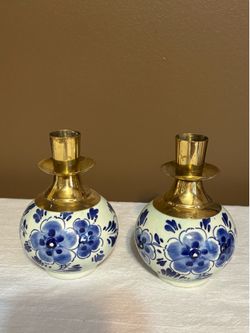 Handpainted Delftware candle holders