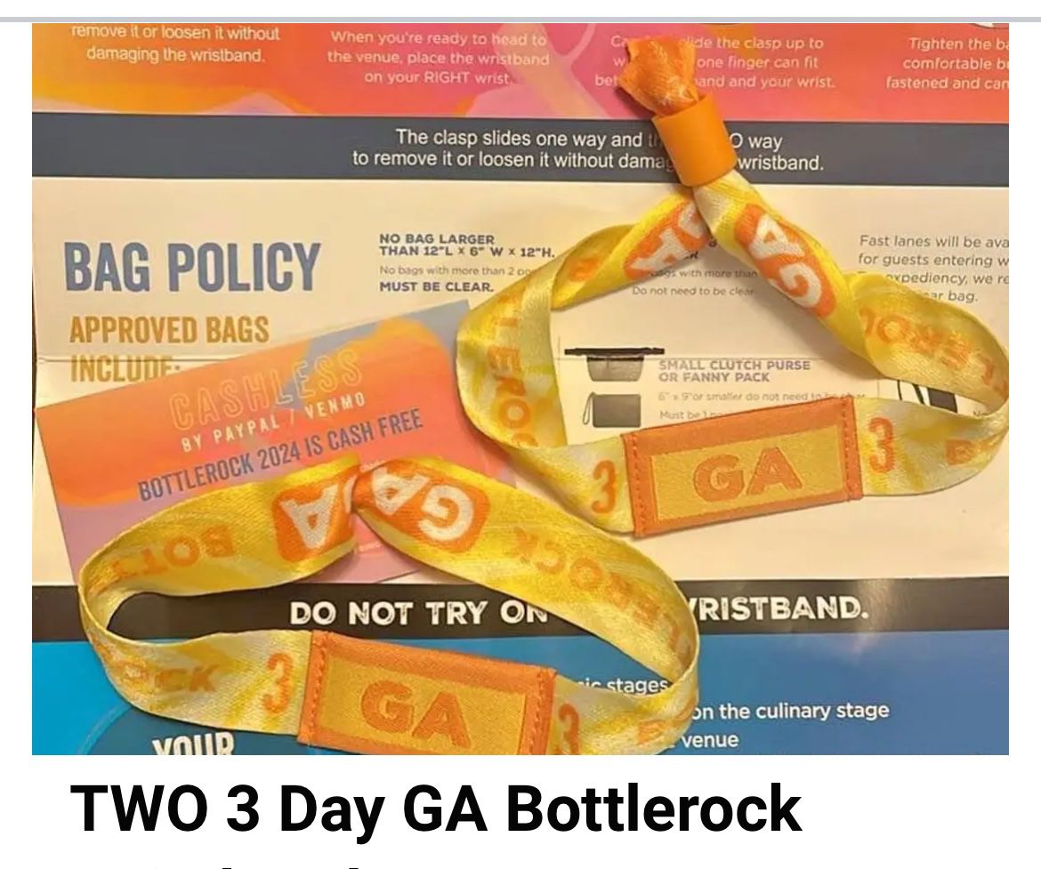 2 Tickets Bottlerock 3 Day 