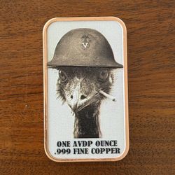 1 Oz Copper Bar, Colorized Copper Bar Design, Emu War Of 1932
